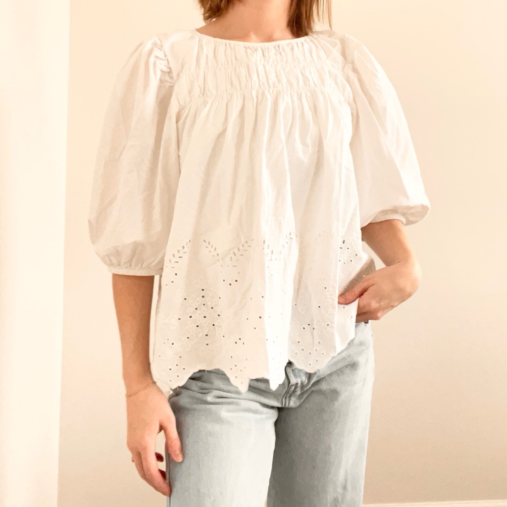 Elegant Boutique White Eyelet Blouse